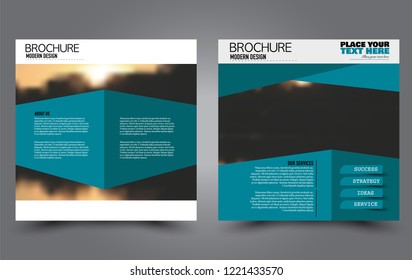 Square flyer template. Simple brochure design. Poster for business, education, advertisement, banner, ad banner. Blue color. Vector illustration.