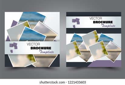 Square flyer template. Simple brochure design. Poster for business, education, advertisement, banner, ad banner. Purple color. Vector illustration.