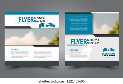 Square flyer template. Simple brochure design. Poster for business, education, advertisement, banner, ad banner. Blue color. Vector illustration.