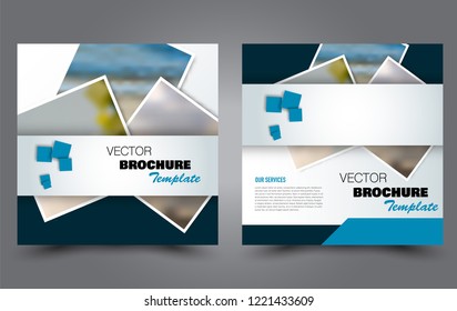 Square flyer template. Simple brochure design. Poster for business, education, advertisement, banner, ad banner. Blue color. Vector illustration.