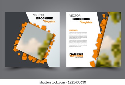 Square flyer template. Simple brochure design. Poster for business, education, advertisement, banner, ad banner. Orange color. Vector illustration.