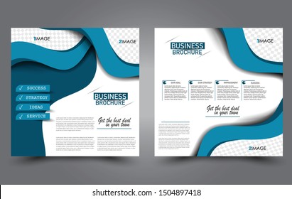 Square flyer template. Simple brochure design. Poster for business, education, advertisement, banner, ad banner. Vector illustration.Blue color.