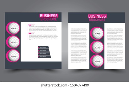 Square flyer template. Simple brochure design. Poster for business, education, advertisement, banner, ad banner. Vector illustration. Grey and pink color.