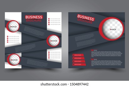 Square flyer template. Simple brochure design. Poster for business, education, advertisement, banner, ad banner. Vector illustration. Grey and red color.