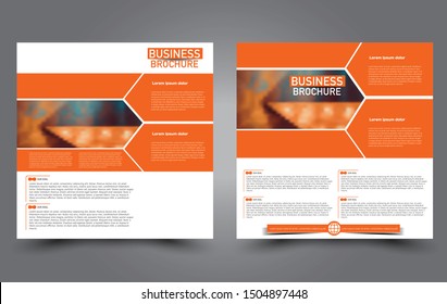 Square flyer template. Simple brochure design. Poster for business, education, advertisement, banner, ad banner. Vector illustration. Orange color.