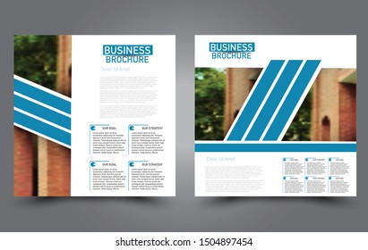 Square flyer template. Simple brochure design. Poster for business, education, advertisement, banner, ad banner. Vector illustration.Blue color.
