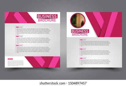 Square flyer template. Simple brochure design. Poster for business, education, advertisement, banner, ad banner. Vector illustration. Pink color.