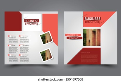 Square flyer template. Simple brochure design. Poster for business, education, advertisement, banner, ad banner. Vector illustration. Red color.