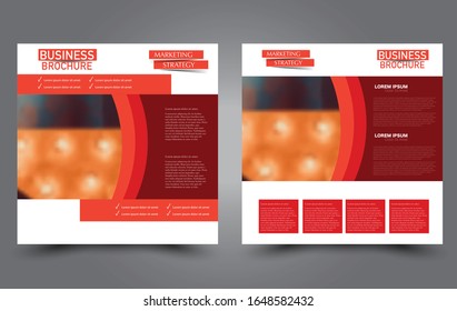 Square flyer template. Simple brochure design. Poster for business, education, advertisement, banner, ad banner. Red color. Vector illustration.