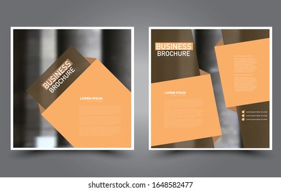 Square flyer template. Simple brochure design. Poster for business, education, advertisement, banner, ad banner. Orange color. Vector illustration.