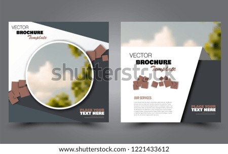Square flyer template. Simple brochure design. Poster for business, education, advertisement, banner, ad banner. Grey and brown color. Vector illustration.
