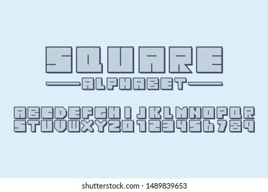 square font alphabet A-Z set in flat style