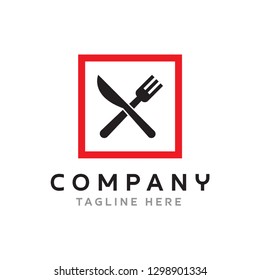 Square Food Logo Design - Vector