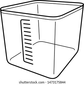 Square food storage container. Vector outline icon isolated on white background.