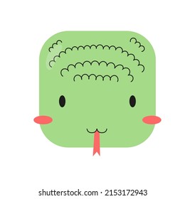 Square forest animal cartoon face. Cute icon snake. Vector illustration.