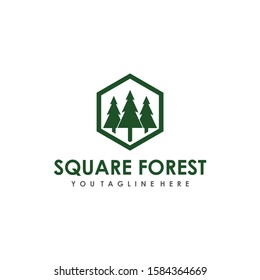 Square Forest Logo Template and minimalist