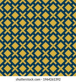 Square fork abstract Imitation gold with blue design seamless patterns. A seamless vector background. blue with Imitation gold ornament. Graphic modern pattern. Simple graphic design.