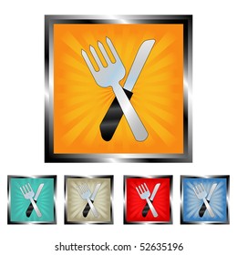 Square fork and knife vector buttons