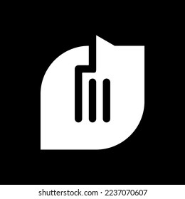 square, fork logo vector design in black and white colors