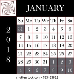 Square format 2018 Calendar January