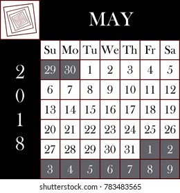 Square format 2018 Calendar MAY