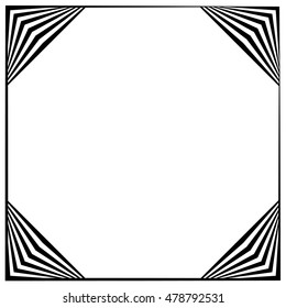 Square format geometric frame, border element with decoration at corners
