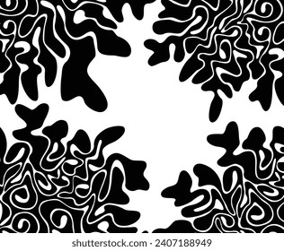 Square format illustration with curved elegant vector drawing shapes black color on a white background