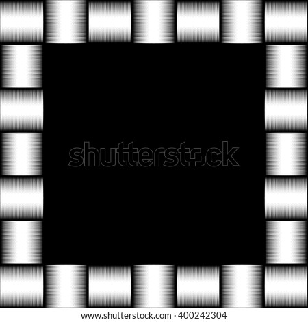 Square format photo, picture frame with mosaic of lines. Artistic, textured frame with squarish empty space