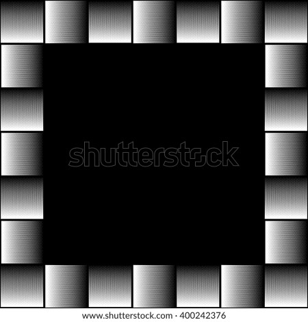 Square format photo, picture frame with mosaic of lines. Artistic, textured frame with squarish empty space