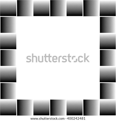 Square format photo, picture frame with mosaic of lines. Artistic, textured frame with squarish empty space