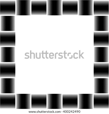 Square format photo, picture frame with mosaic of lines. Artistic, textured frame with squarish empty space