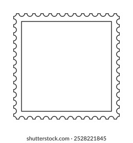 Square format postage stamp vector outline frame with perforated edges
