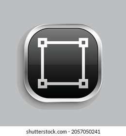 square four angle point icon design. Glossy Button style rounded rectangle isolated on gray background.. Vector illustration