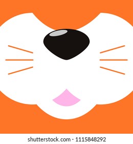 Square fox face. Funny template to create a children's holiday decorations.
