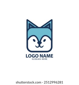 square fox face logo design vector