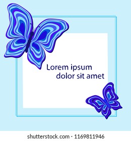 A square frame with abstract butterflies in blue tones.