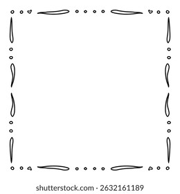 square frame abstract outline with transparent background. aesthetic border vintage