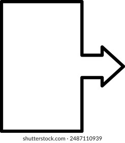 Square frame with arrow (black line, white paint, vertical)