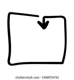 flecha de marco cuadrado para infografías. boceto de dibujo a mano de garabato. elemento de ilustración vectorial