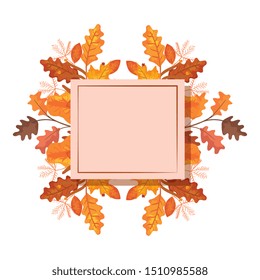 square frame with autumn leafs