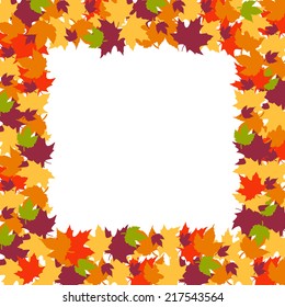 square frame with autumn leaves. vector