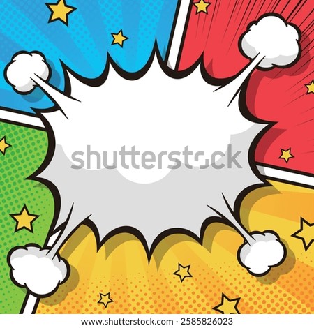 Square frame background material: American comic style, vector illustration of an exploding, spiky speech bubble