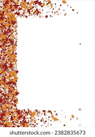 Square frame Background material designed with autumn leaves, branches, berries, fruits, mushroom. Vector illustration