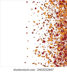 Square frame Background material designed with autumn leaves, branches, berries, fruits, mushroom. Vector illustration