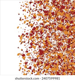 Square frame Background material designed with autumn leaves, branches, berries, fruits, mushroom. Vector illustration