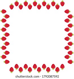 Square frame with beautiful stylish strawberry on white background. Vector image. 
