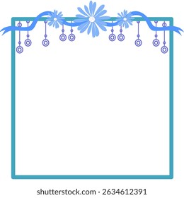 Um quadro quadrado maravilhosamente decorado com flores tonificadas azuis