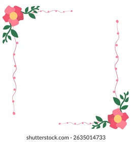 A square frame beautifully decorated with red toned flowers
