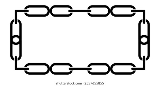 Square Frame from Black Chain for Your Element Design Isolated on Transparent white Background. EPS vector illustration