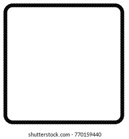 Square Frame from Black rope for Your Element Design, Isolated on White 